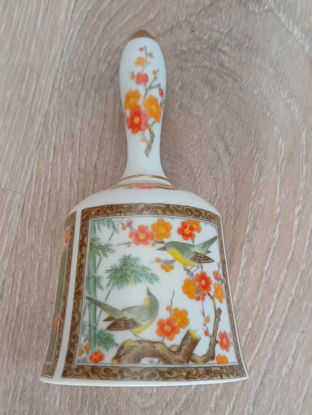 Vintage Imari Bell Japanese Porcelain Hand Painted Blossoms & Birds 6